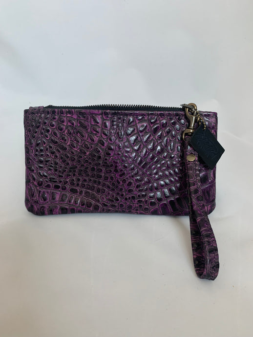 Molly in purple crocodile leather